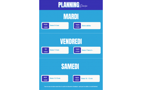 Planning Danse saison 2025-2026 💃